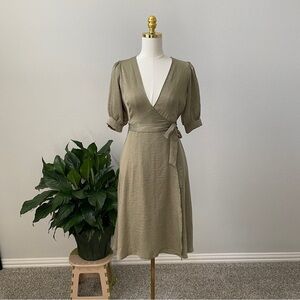 Elegant Olive Wrap Dress